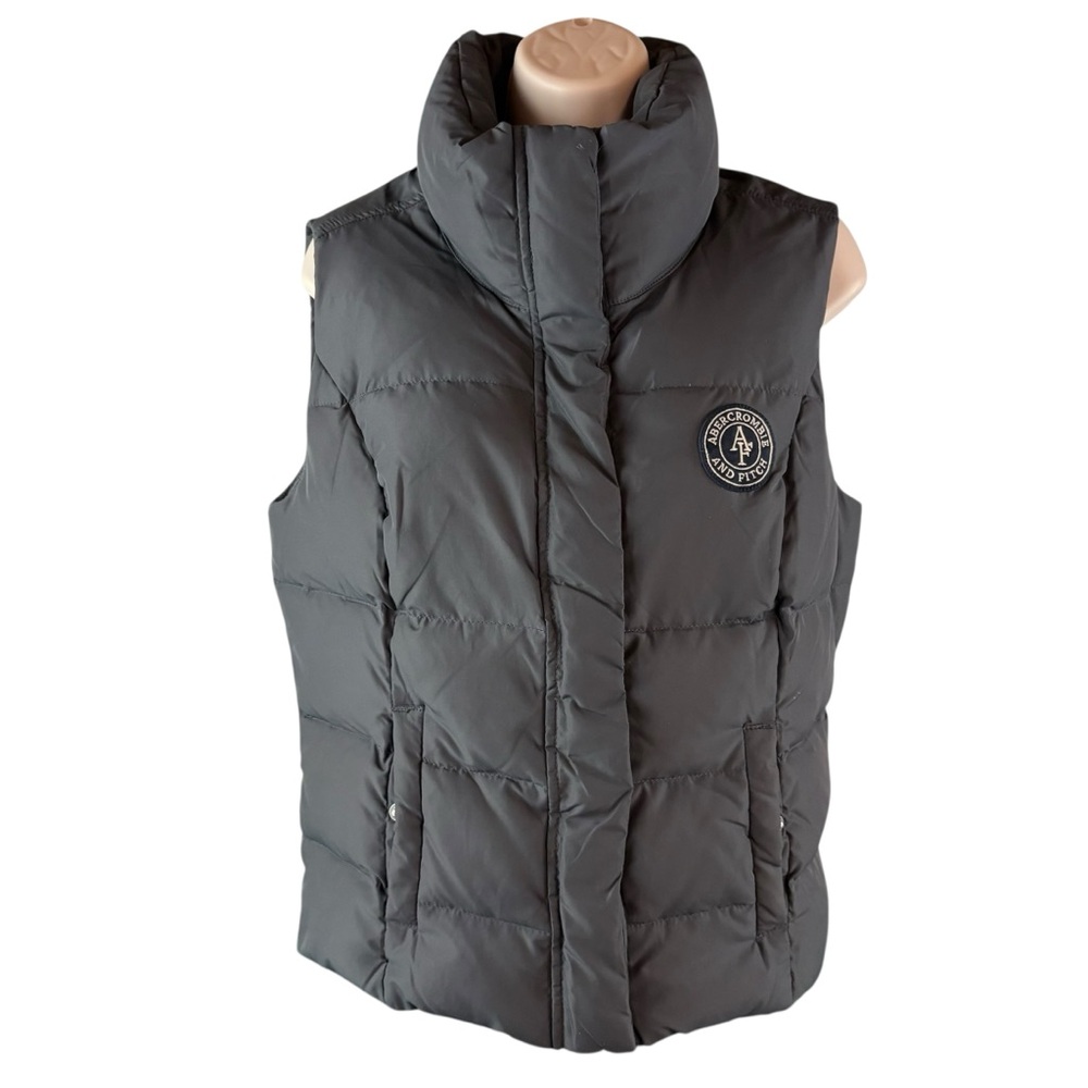 Abercrombie Fitch Vest Women Medium Grey Puffer Sleeveless Casual Read (419
